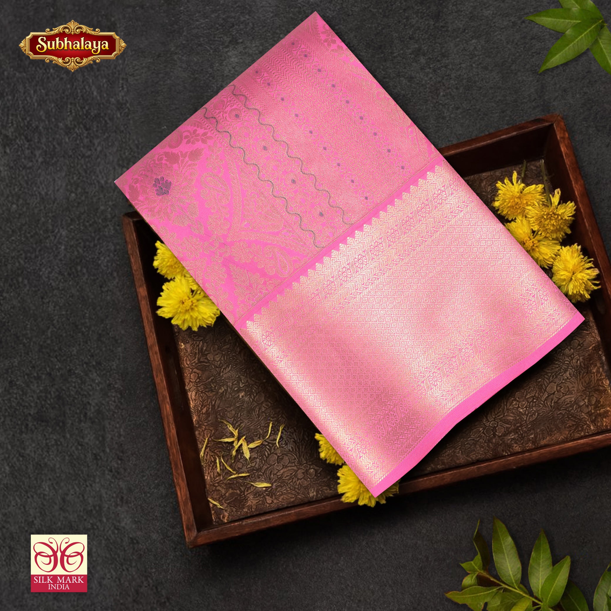 Baby Pink With Gold  Zariborder Kachipuram Wedding Silk Saree