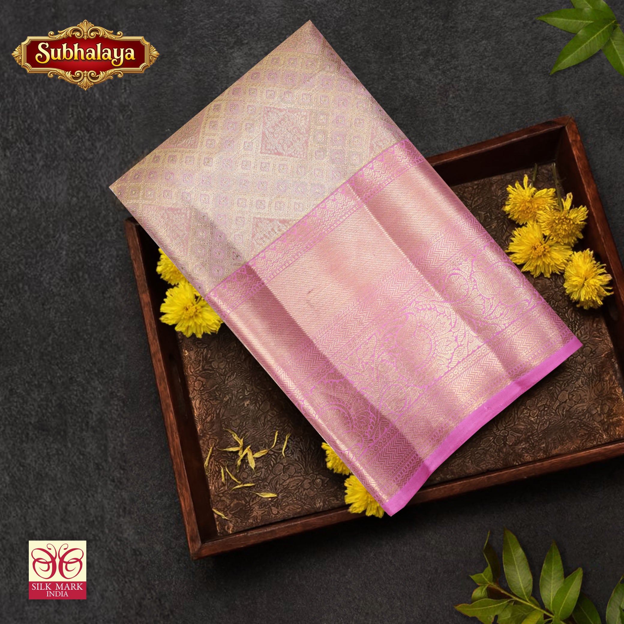 Pastel Pink With Baby Pink Tissue Kanchipuram Wedding Silk Saree
