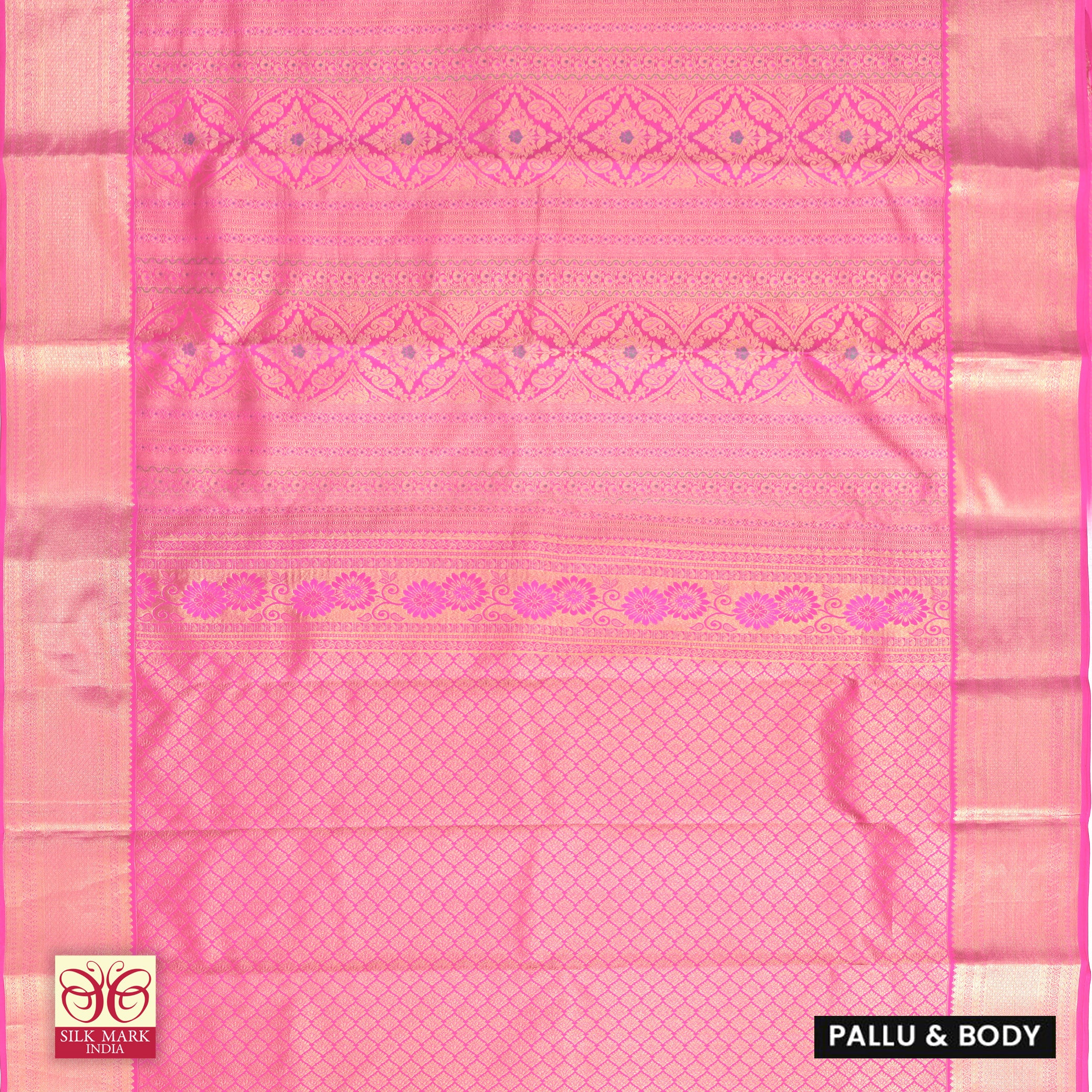 Baby Pink With Gold  Zariborder Kachipuram Wedding Silk Saree
