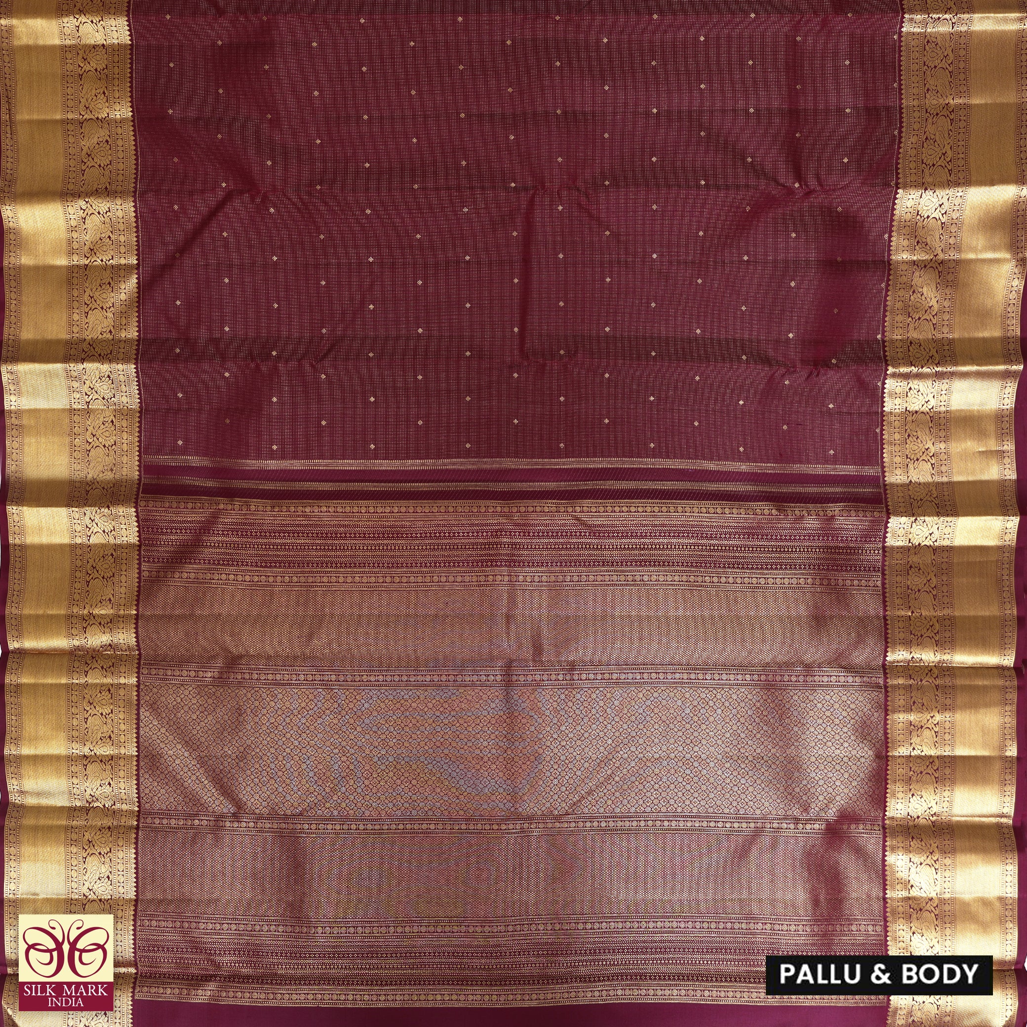 Maroon With Gold Zeri border Subalaya Wedding Silk Saree