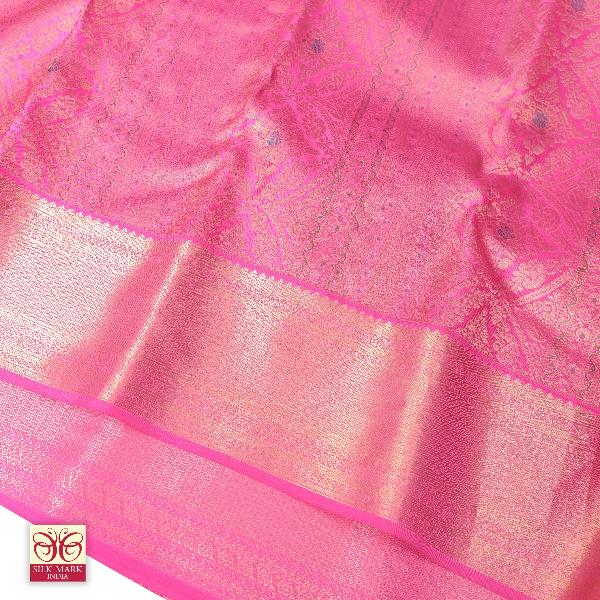 Baby Pink With Gold  Zariborder Kachipuram Wedding Silk Saree