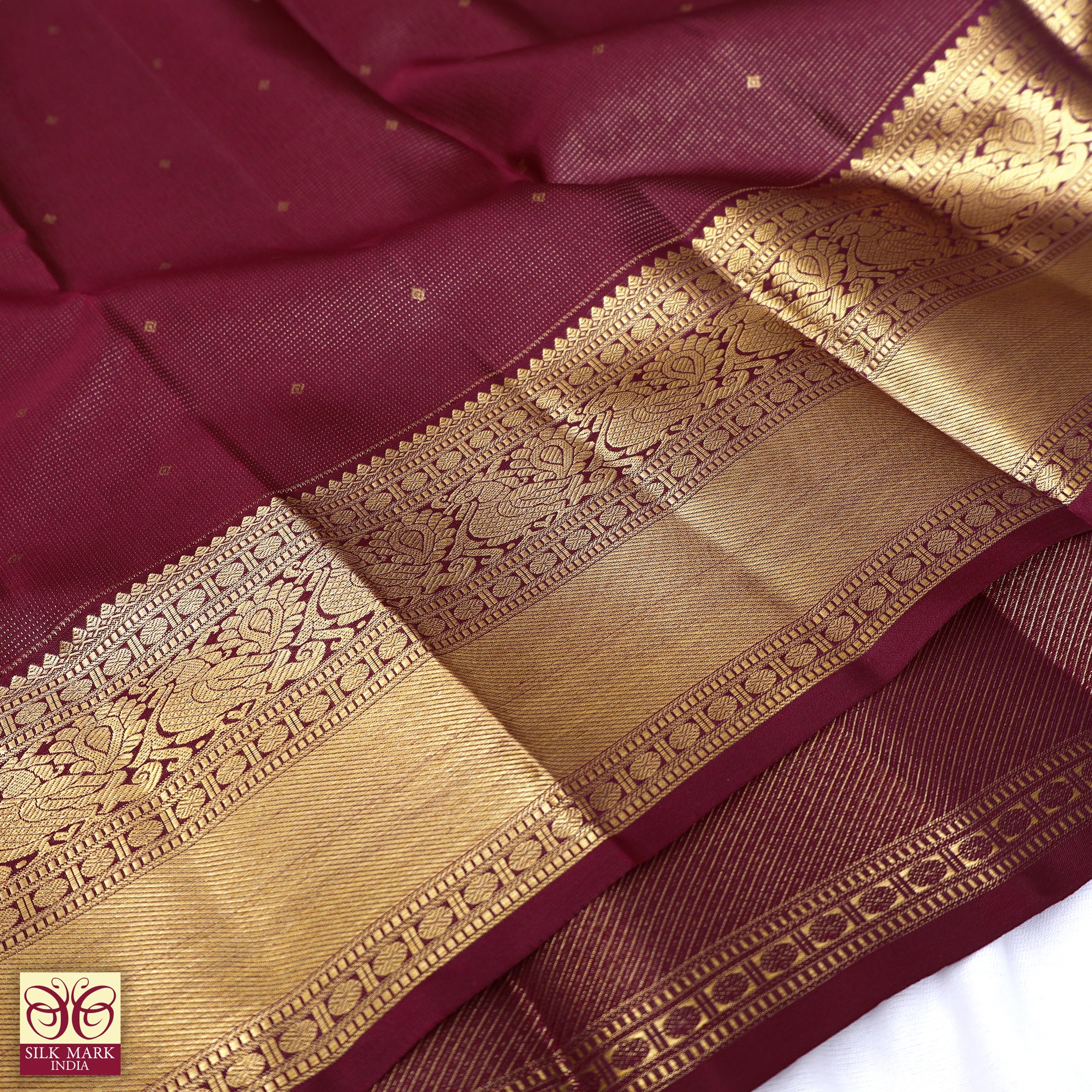 Maroon With Gold Zeri border Subalaya Wedding Silk Saree