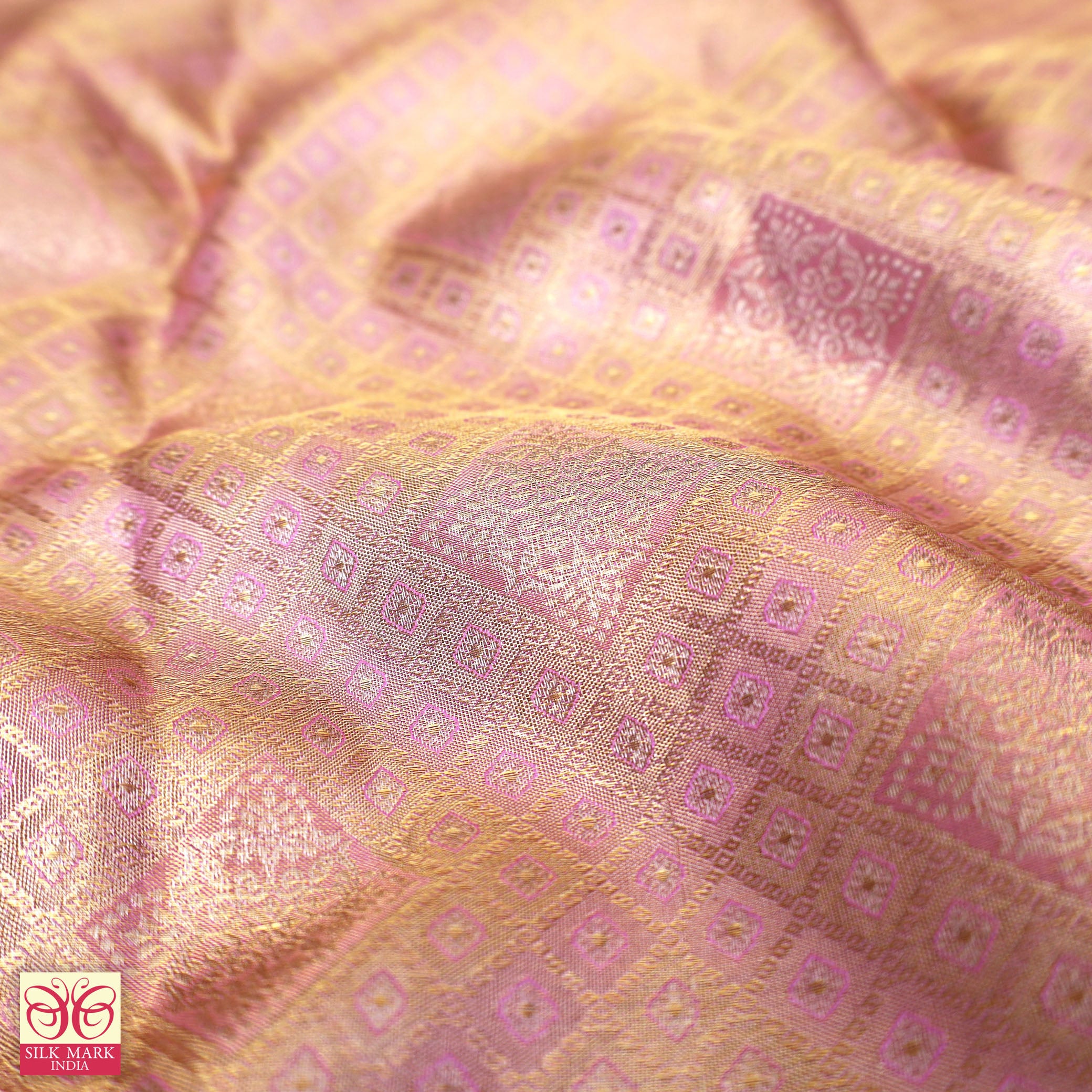 Pastel Pink With Baby Pink Tissue Kanchipuram Wedding Silk Saree