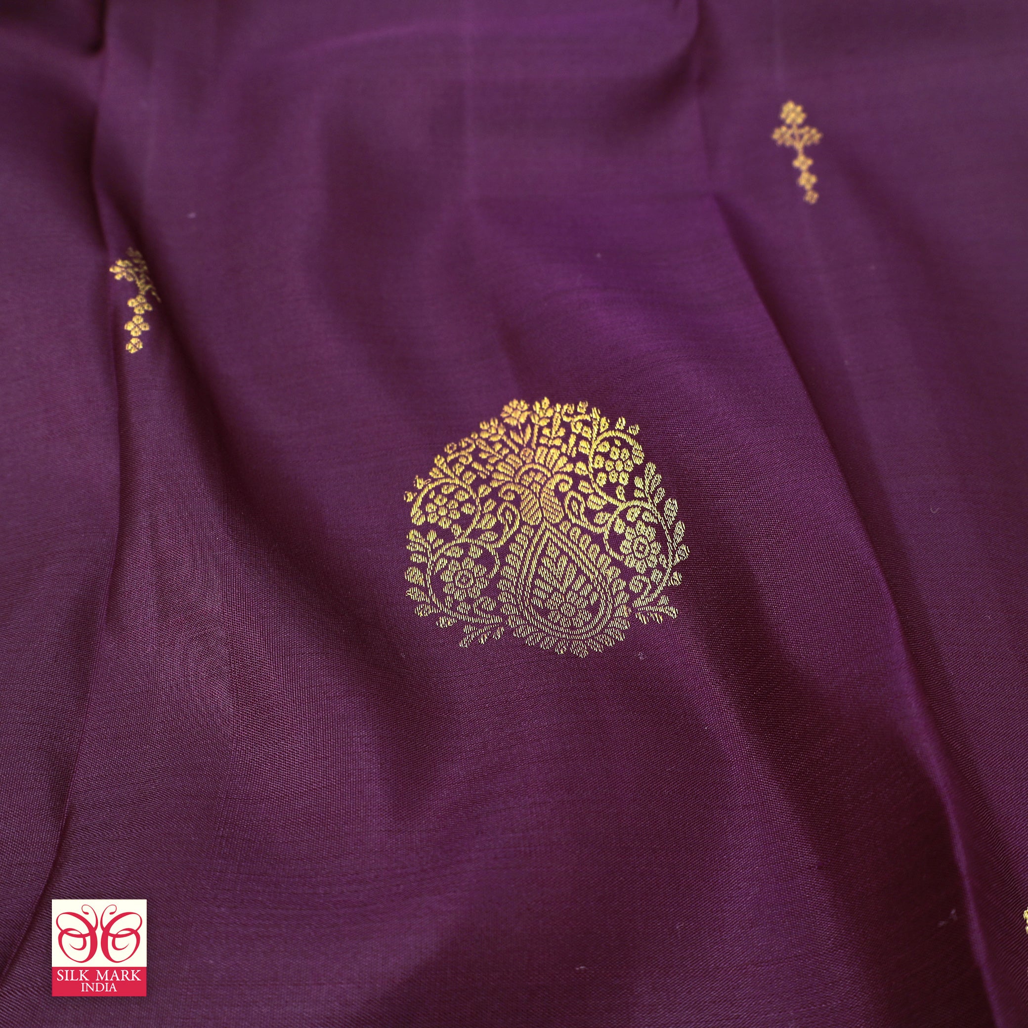 Dark Violet With Magenta Pink Kanchipuram Pure Soft Silk Saree