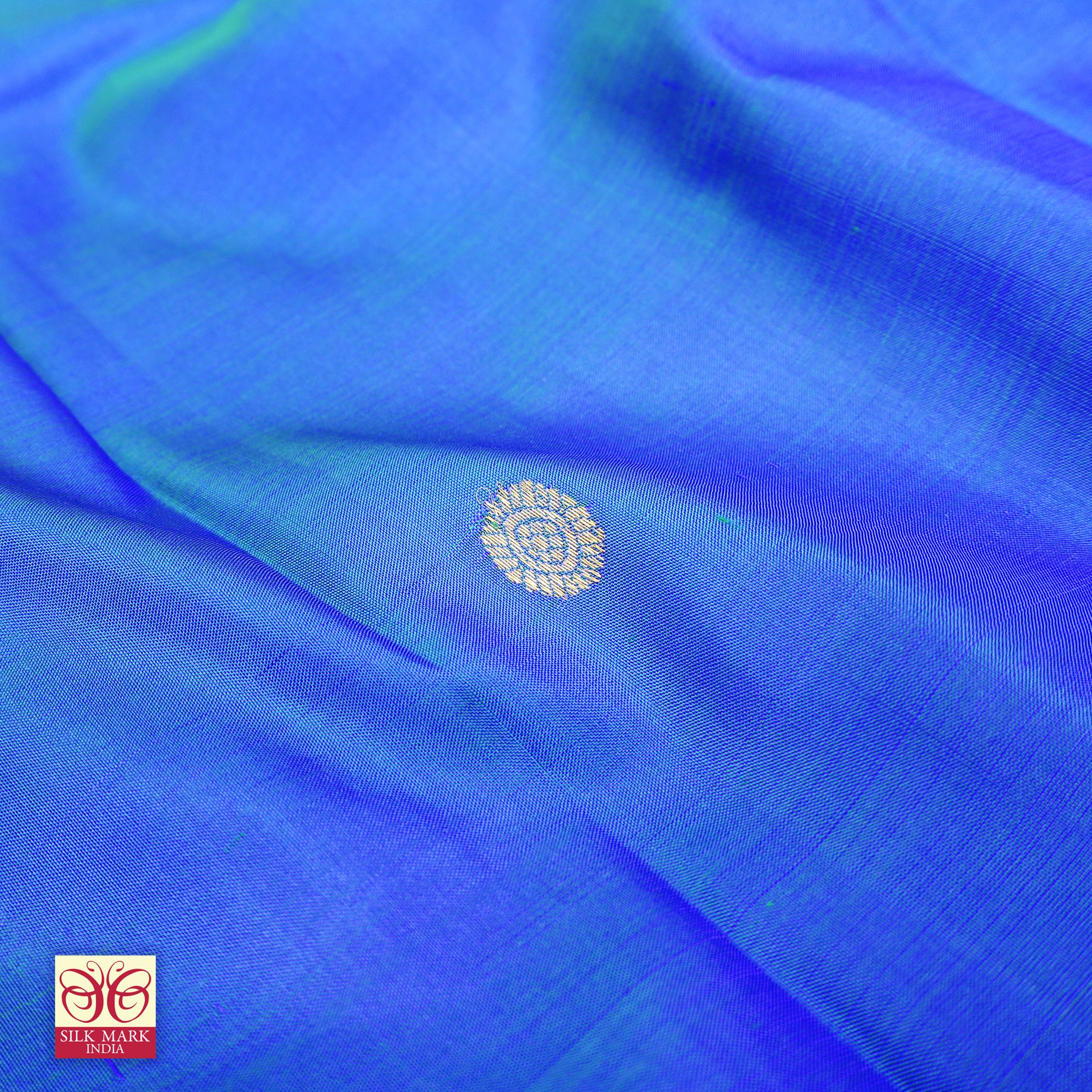 Ink Blue With Violet Kanchipuram Pure Soft Silk Saree