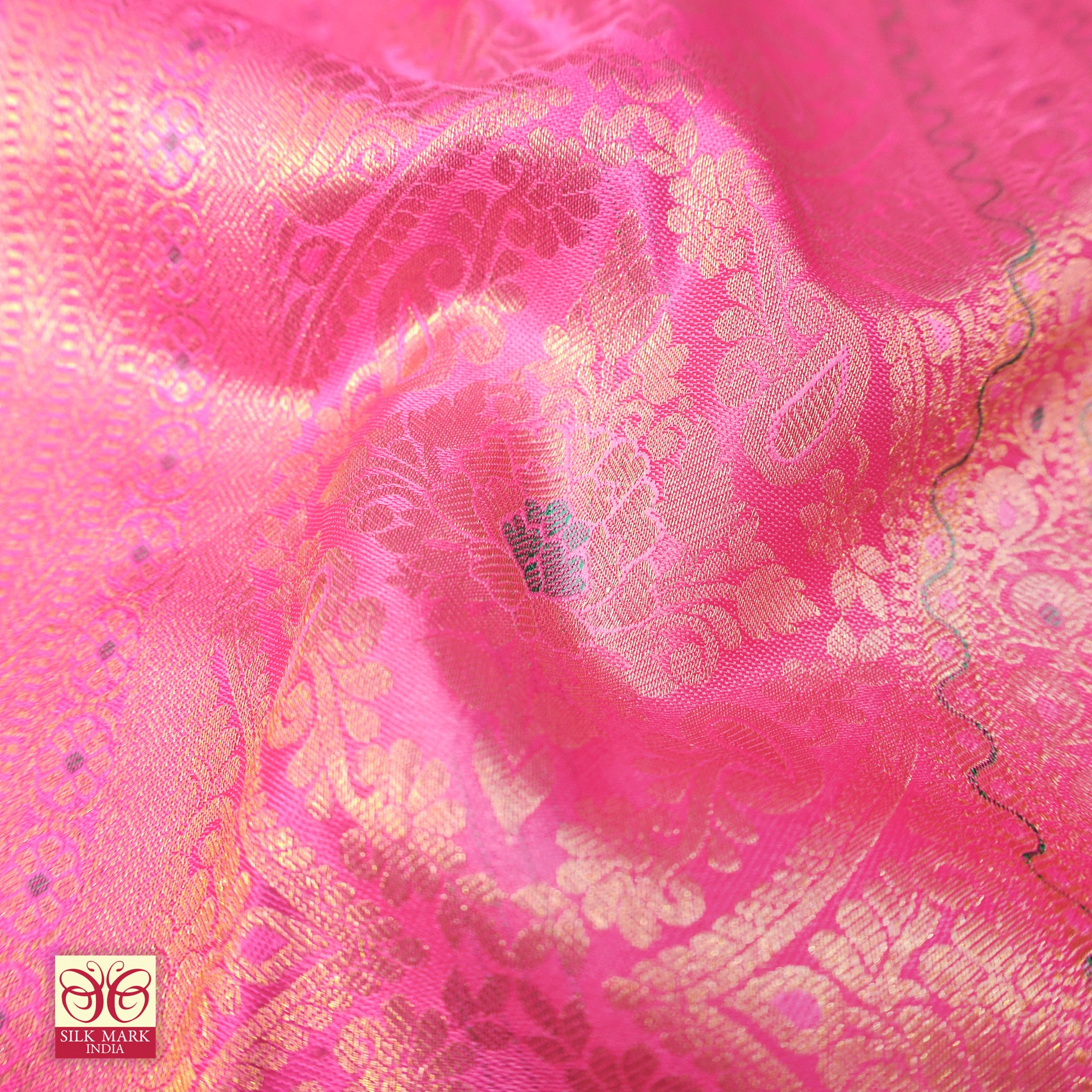 Baby Pink With Gold  Zariborder Kachipuram Wedding Silk Saree