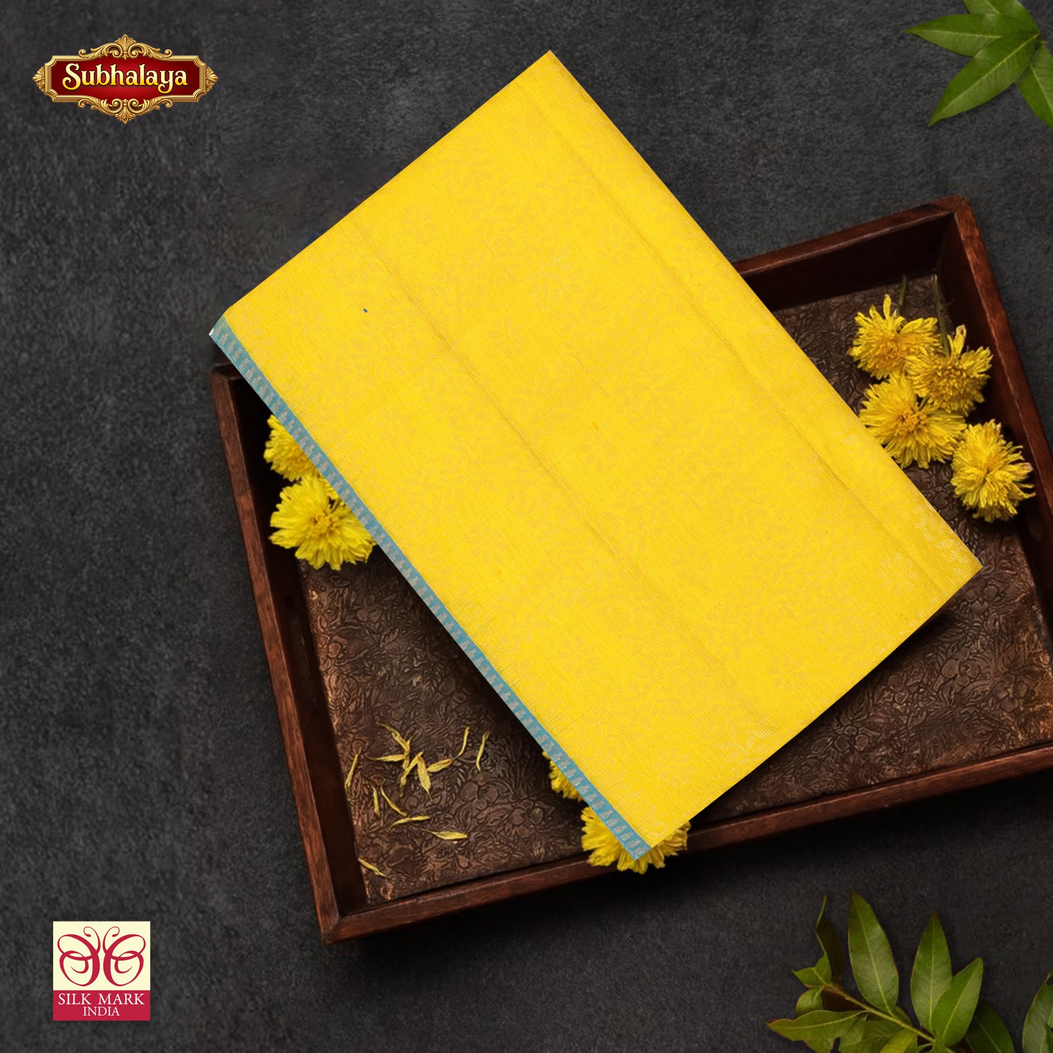 Mustard Yellow With Turquoise Blue Premium Pure Soft Silk Saree