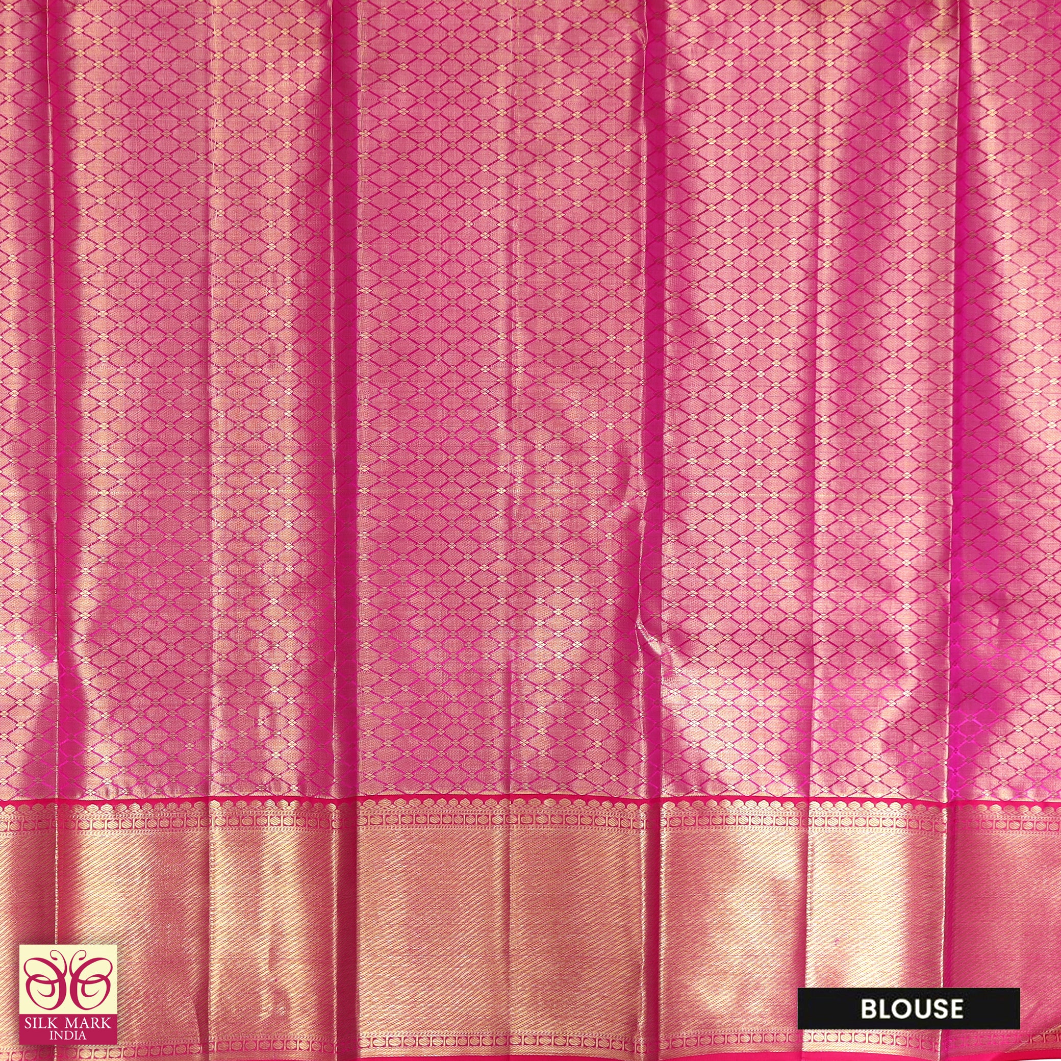 Light Pink With Rani Pink Gold Zeri border Tissue KanchipuramWedding Silk Saree