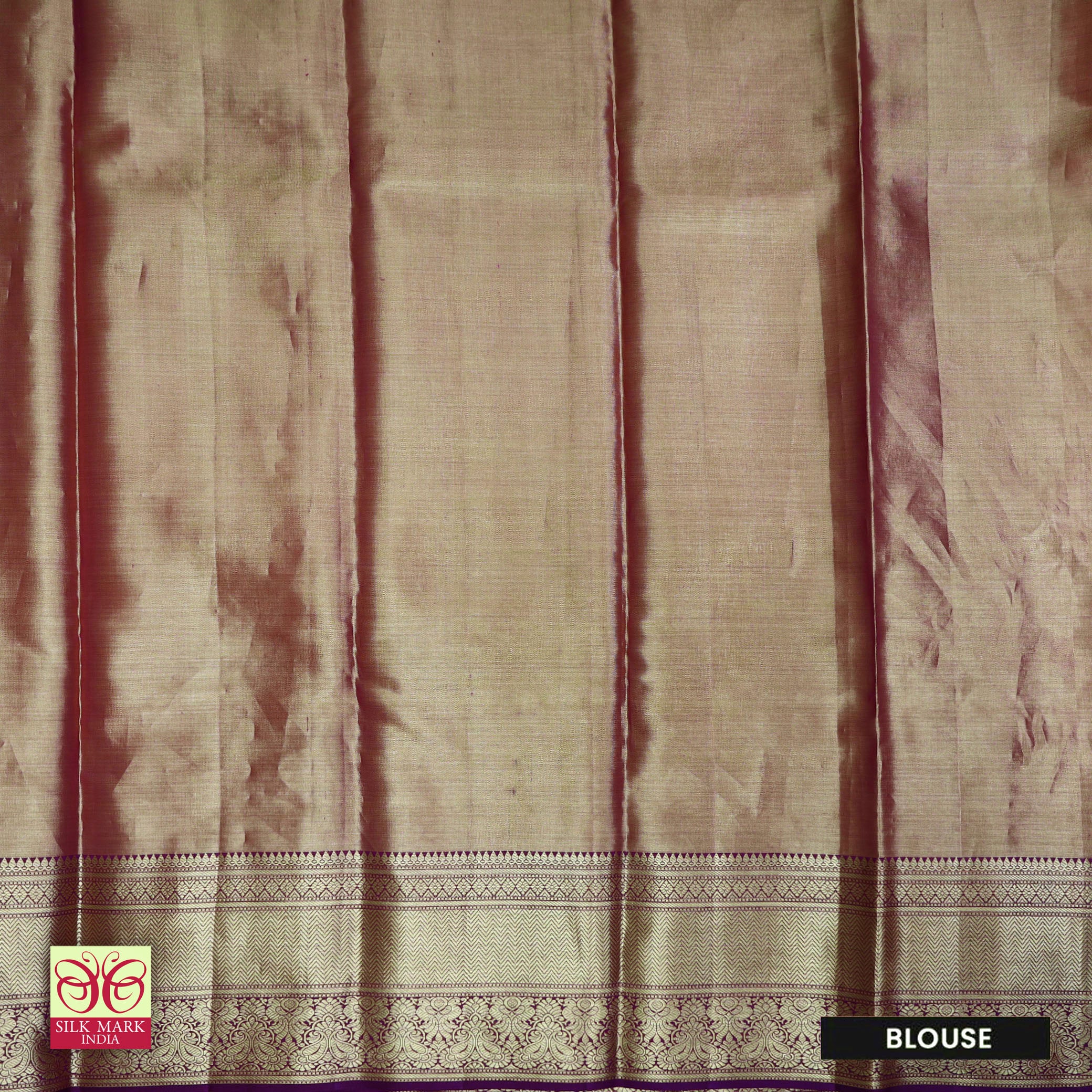 Metallic Light Gold With Dark Purple Tissue Kanchipuram Wedding Silk Saree