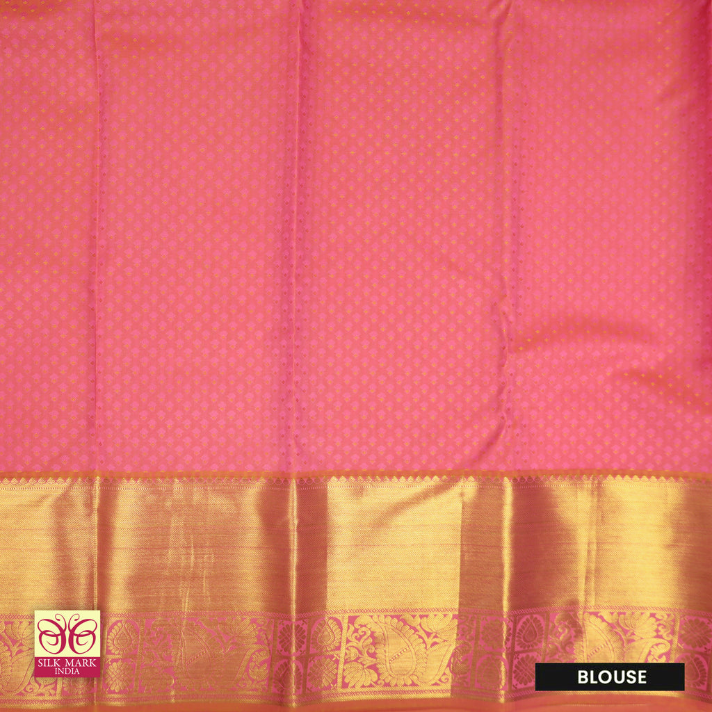 RaniPink With Peach Gold Zeri Subalaya Wedding Silk Saree