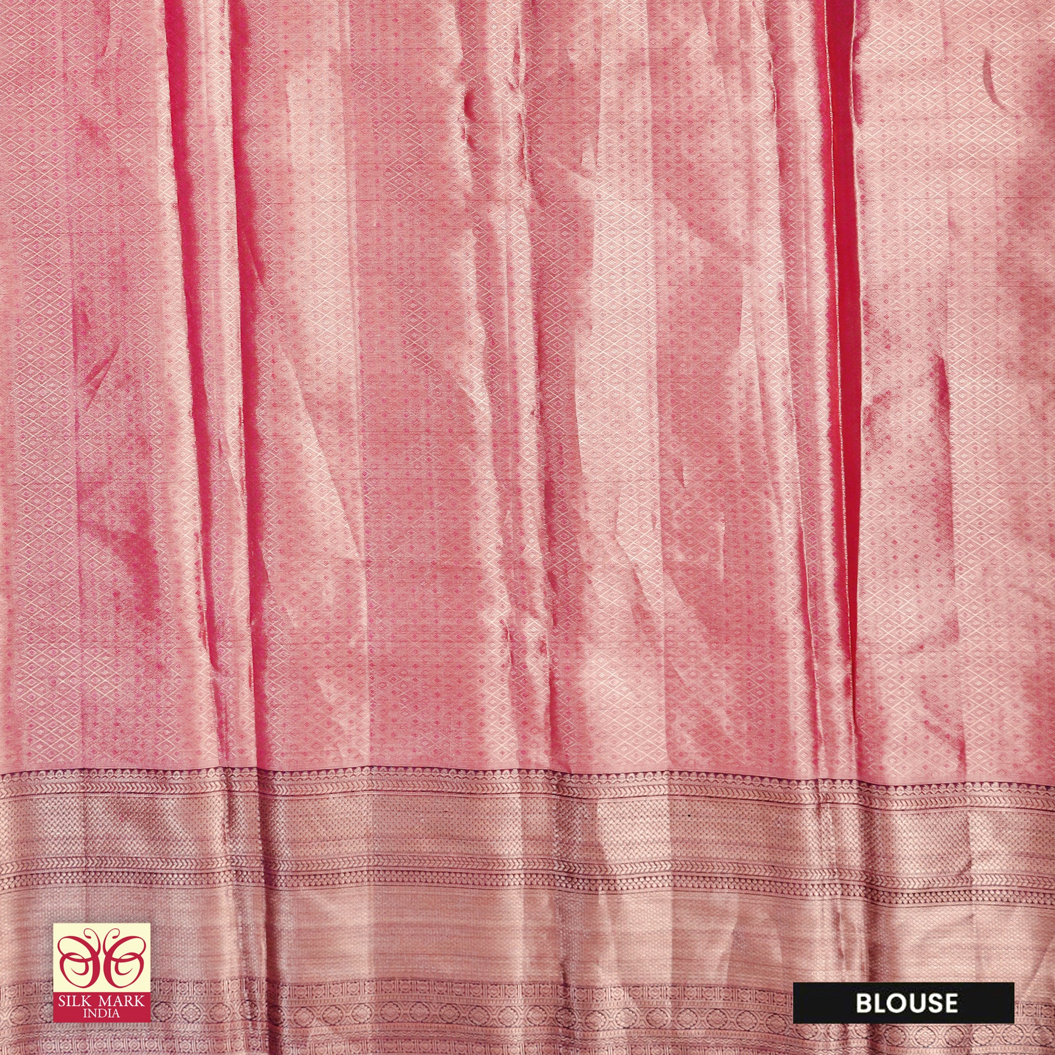 Peach Color Gold Zari border Tissue Wedding Silk Saree