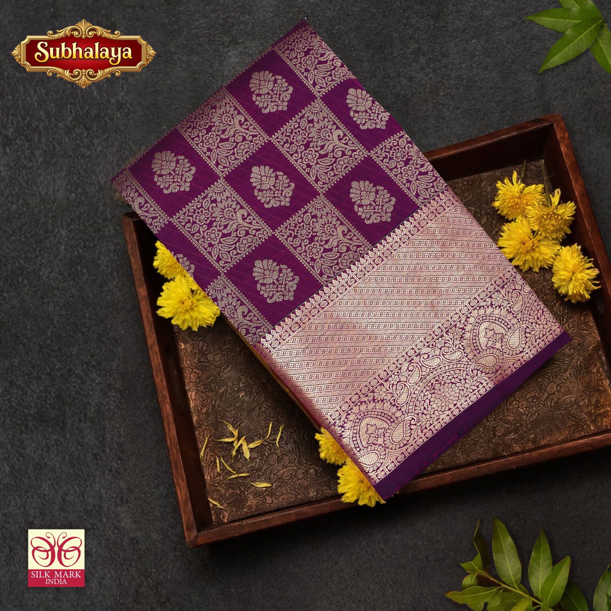 Purple With Gold Zeri border Subalaya Wedding Silk Saree