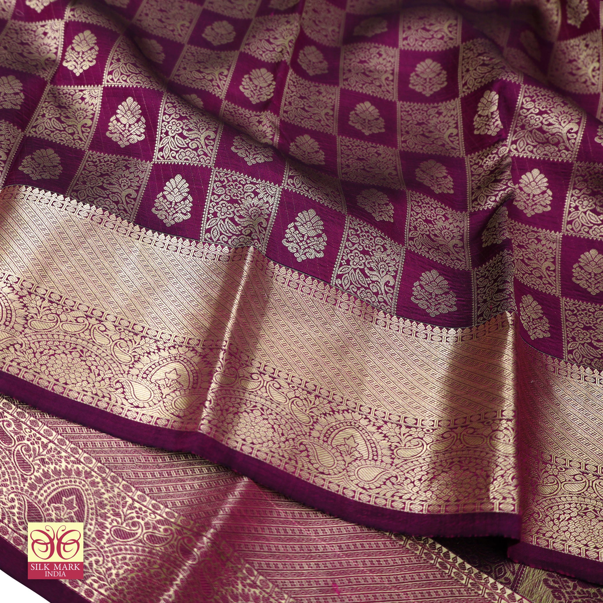 Purple With Gold Zeri border Subalaya Wedding Silk Saree