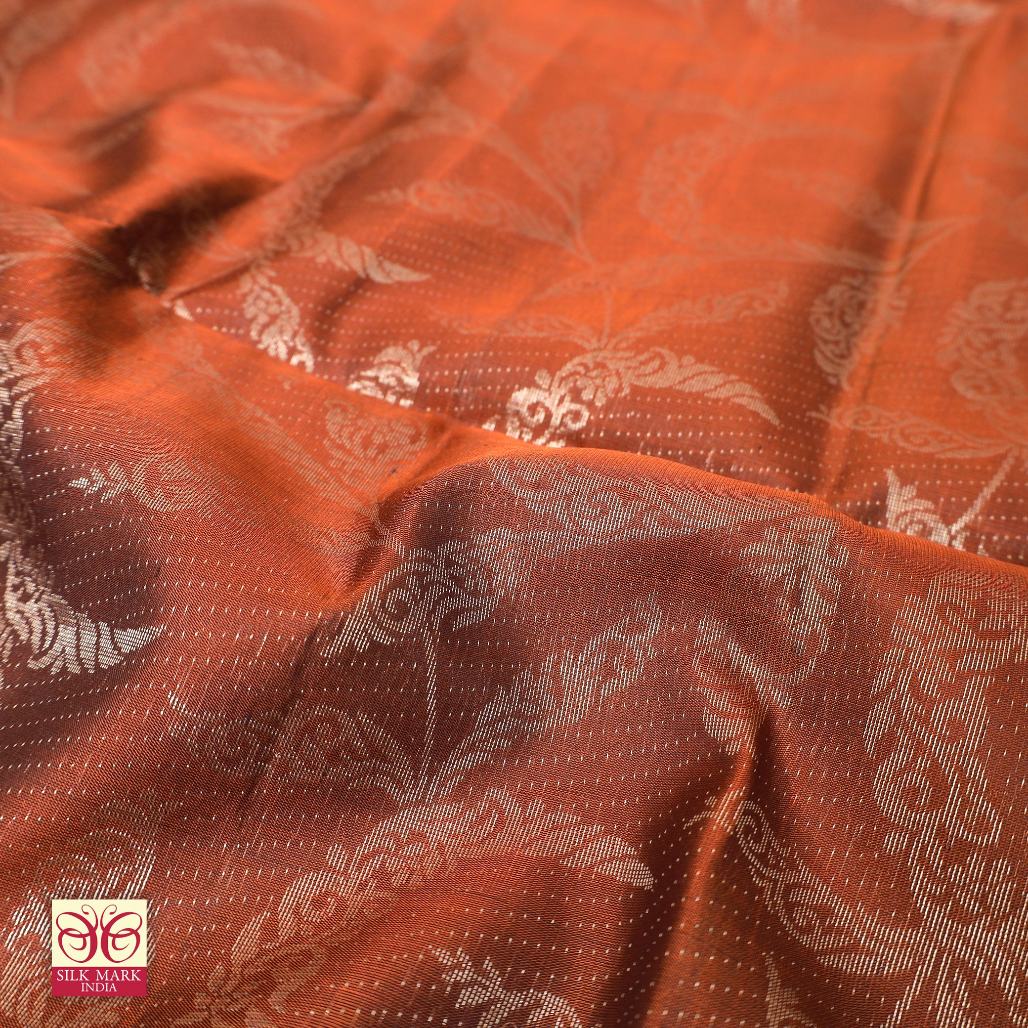 Rust Orange With Dark Chocolate Brown Premium Pure Soft Silk Saree