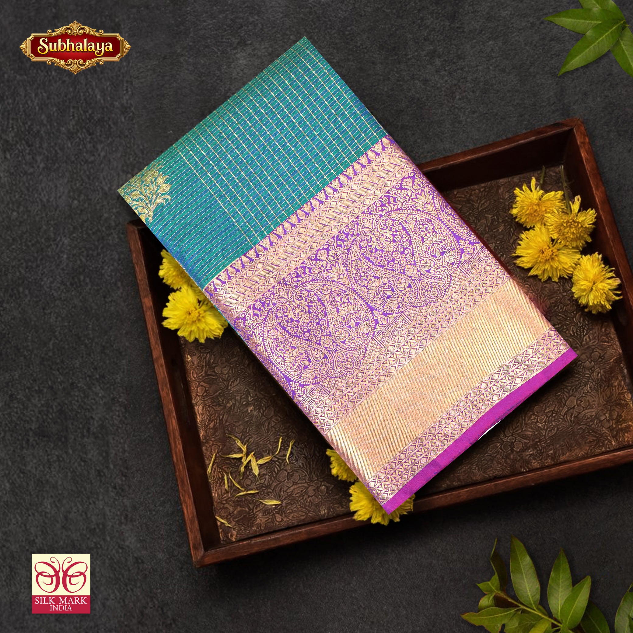 Green With Magenta Pink Kanchipuram Pure Soft Silk Saree