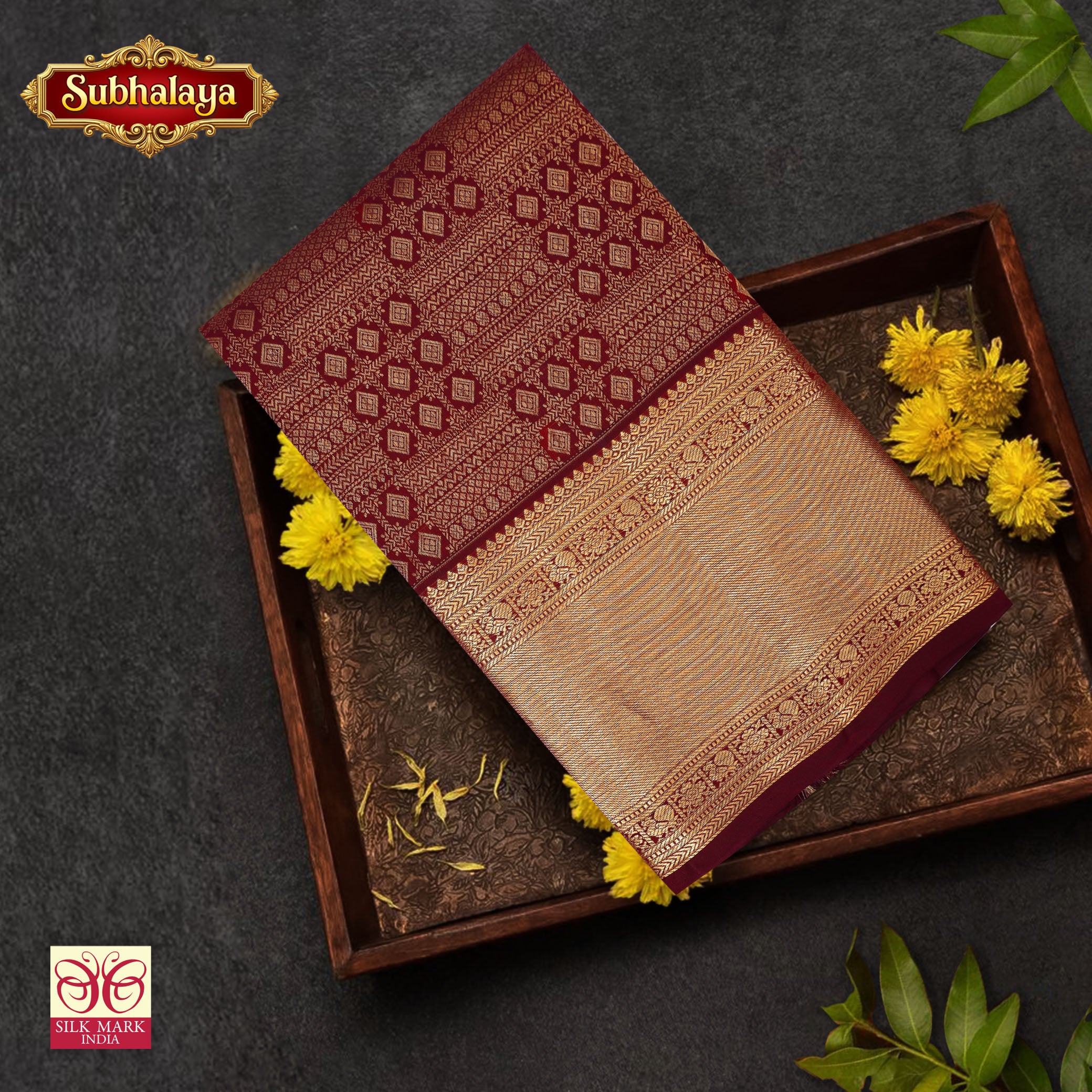Maroon With Gold Zeri Subalaya Wedding Silk Saree