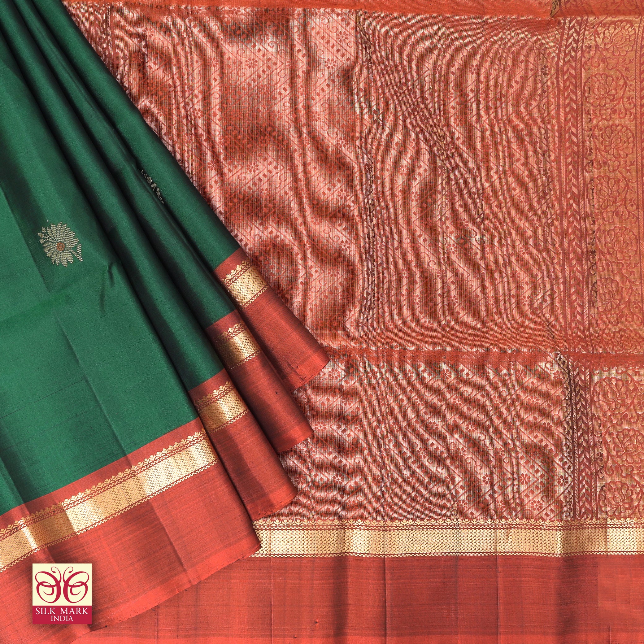 Bottle Green With Mroon Premium Pure Soft Silk Saree
