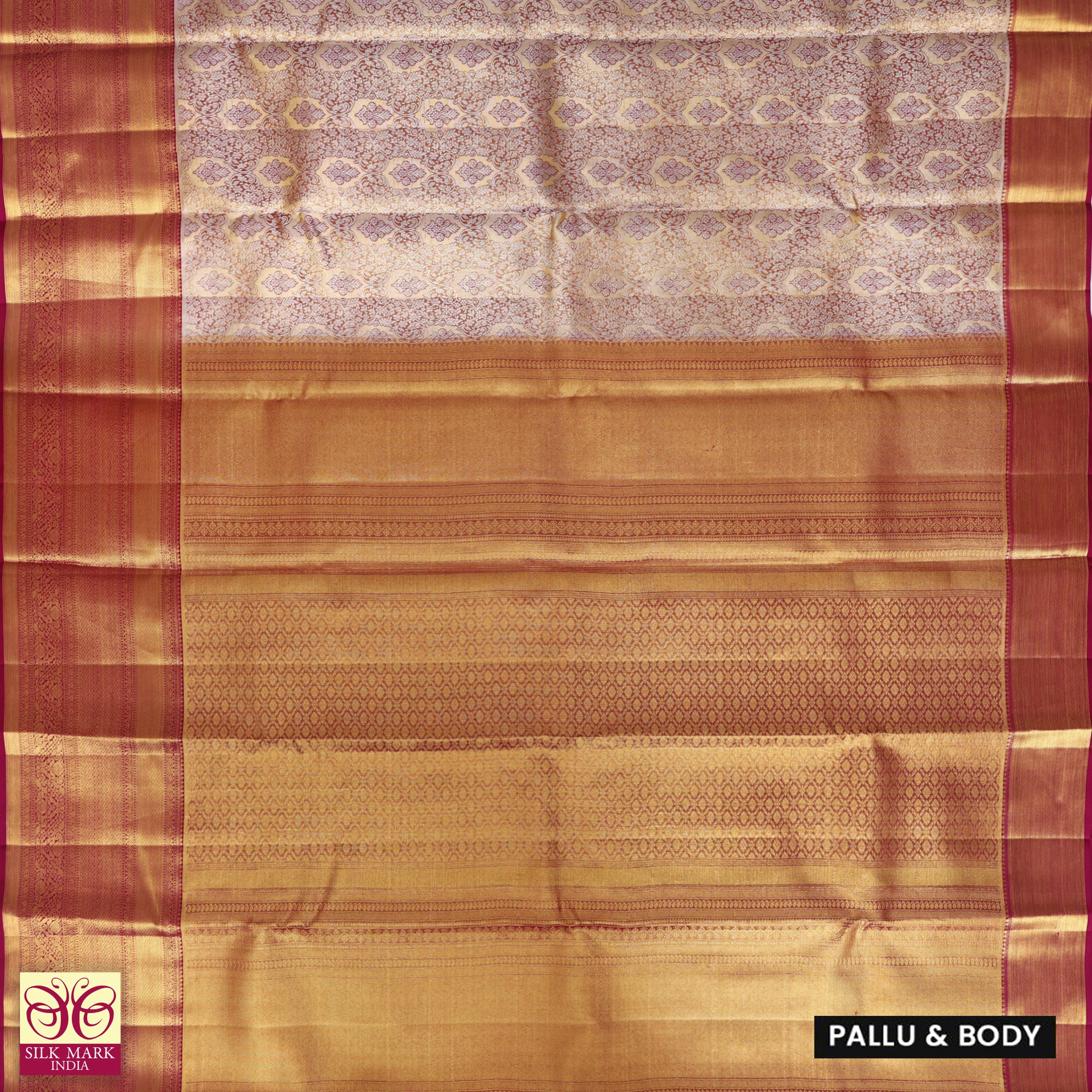 Rose Wood Pink With Rani Pink Gold Zeri border Tissue KanchipuramWedding Silk Saree