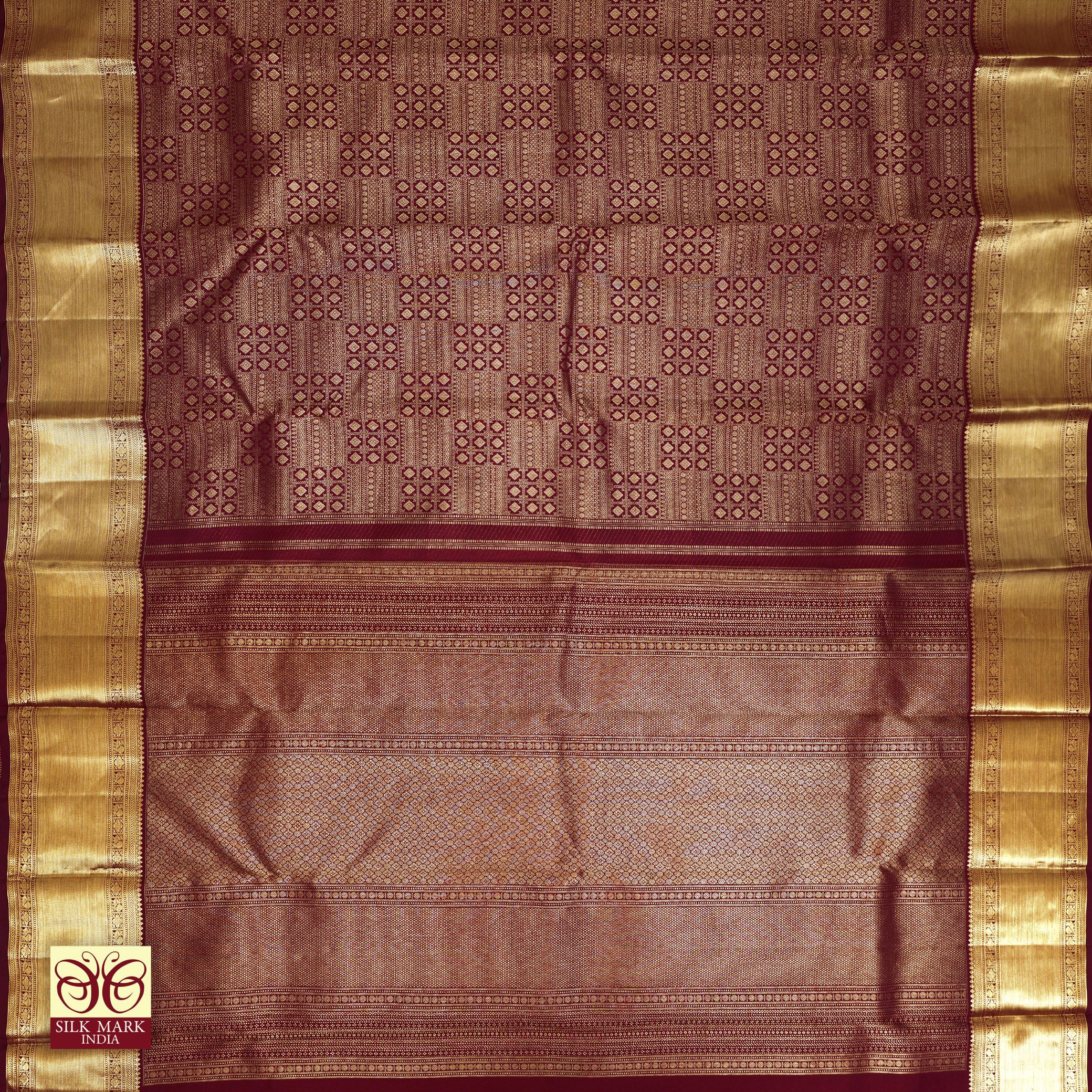 Maroon With Gold Zeri Subalaya Wedding Silk Saree