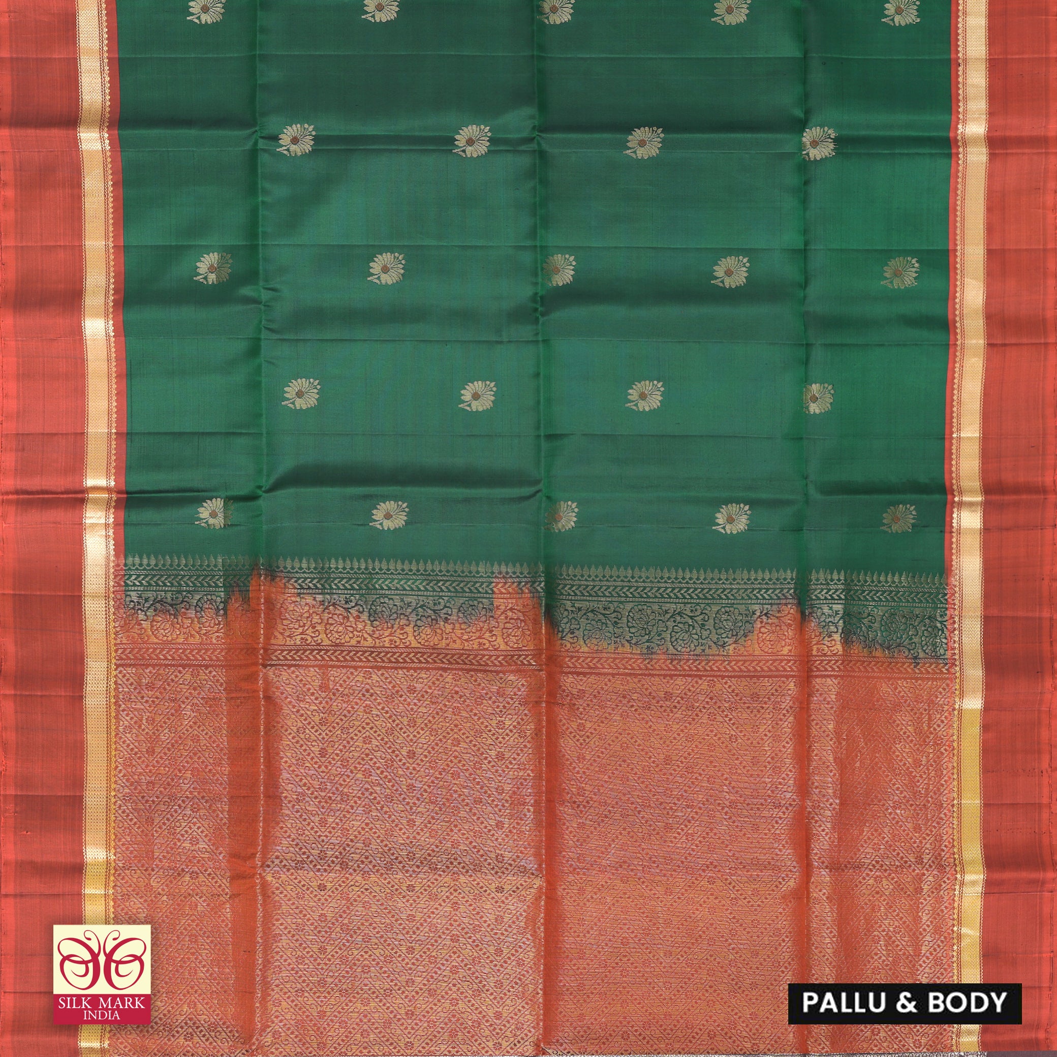 Bottle Green With Mroon Premium Pure Soft Silk Saree