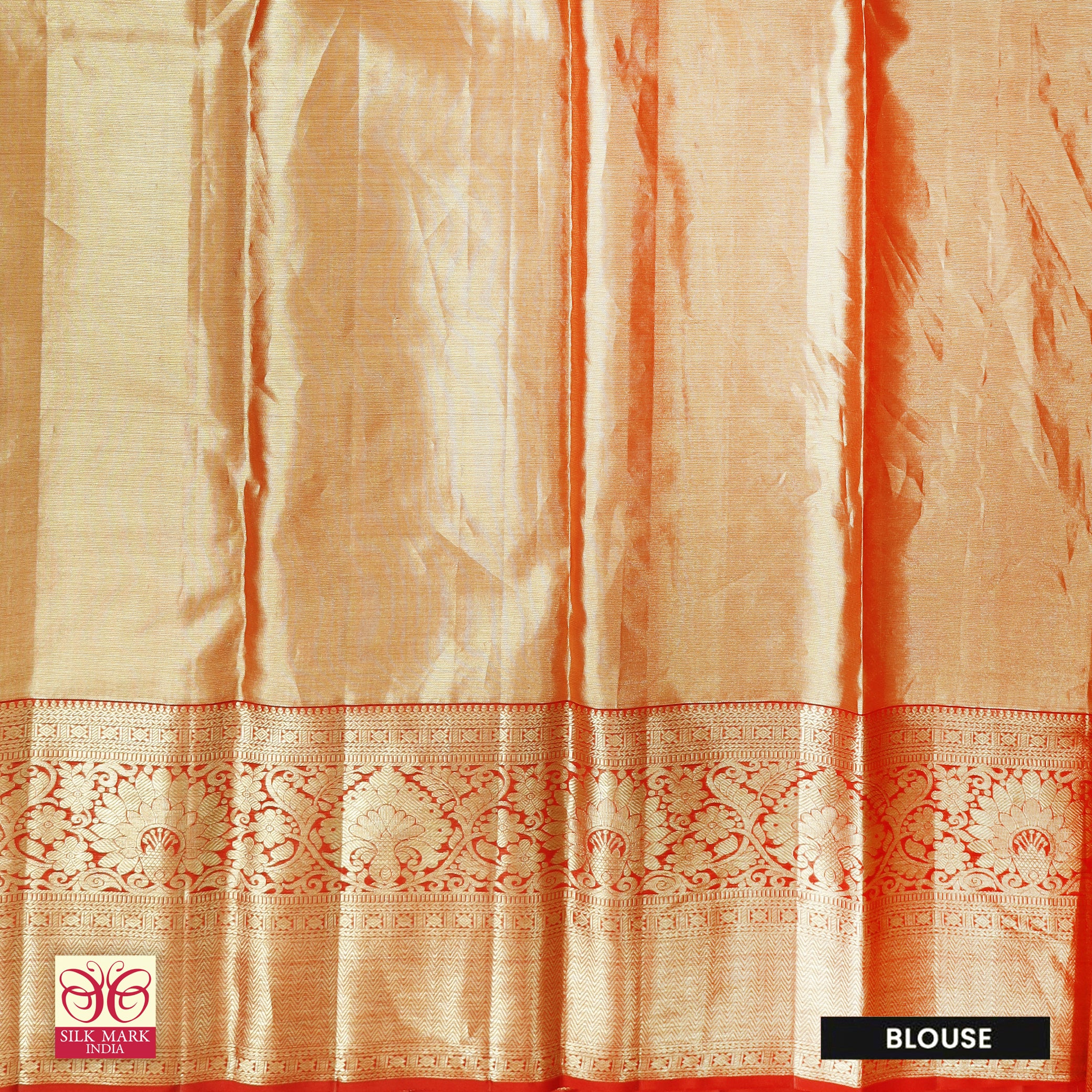 Golden WithRed Gold Zari border Tissue Wedding Silk Saree