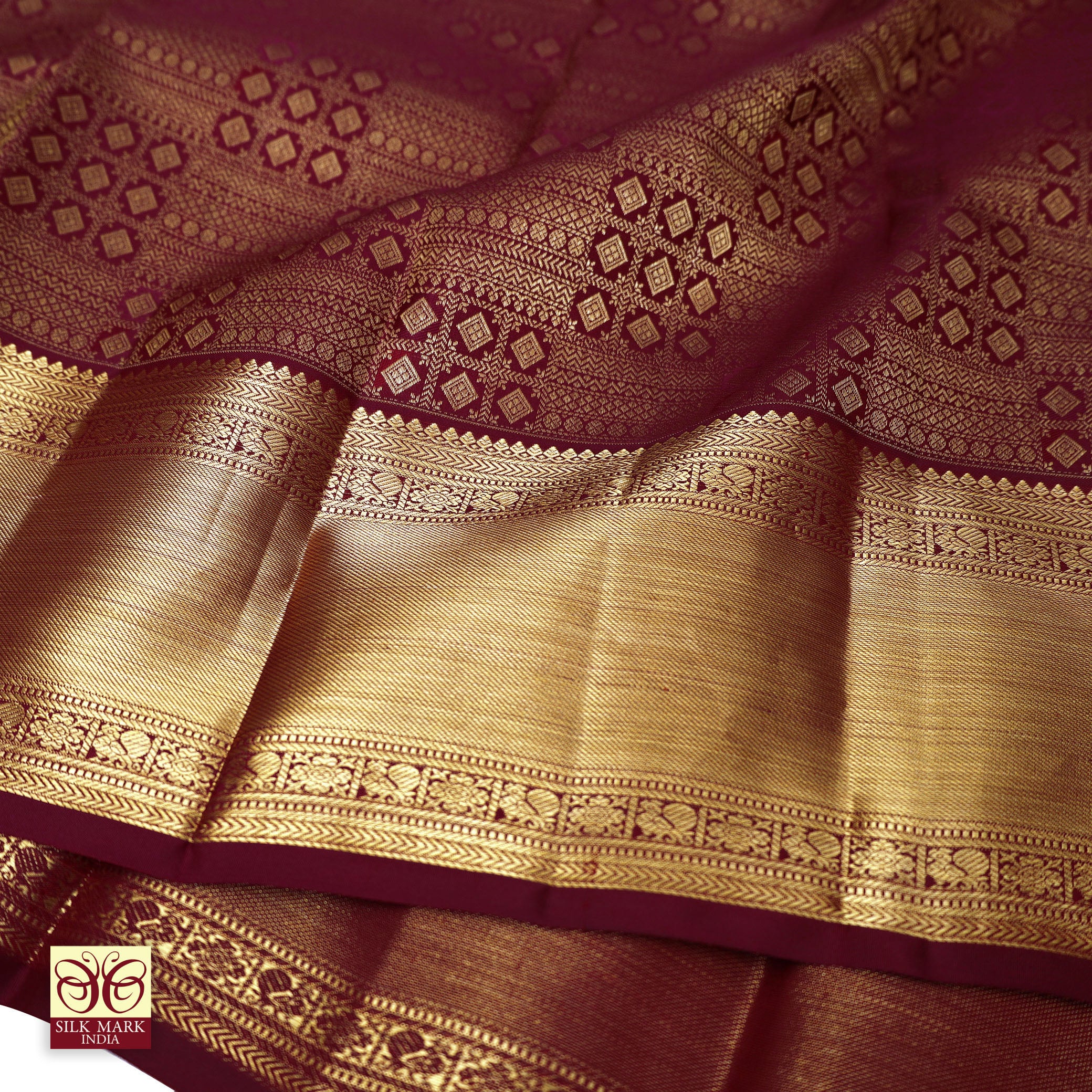Maroon With Gold Zeri Subalaya Wedding Silk Saree