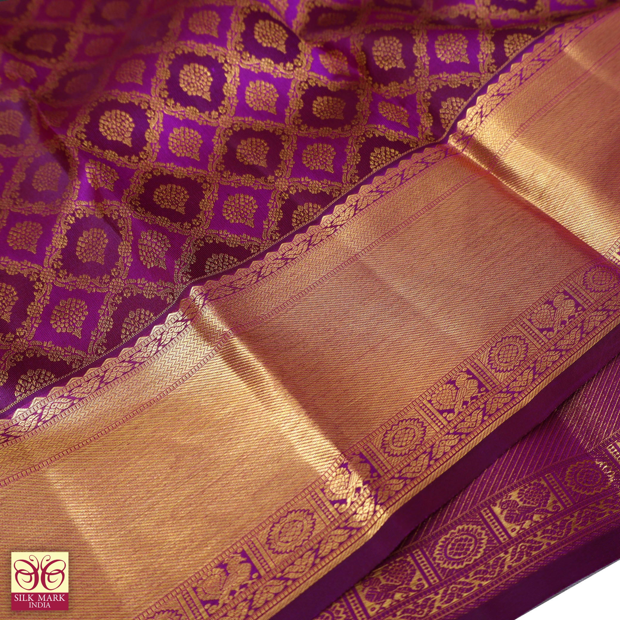 Purple  With Gold Zari Wedding Subalaya Silk Saree