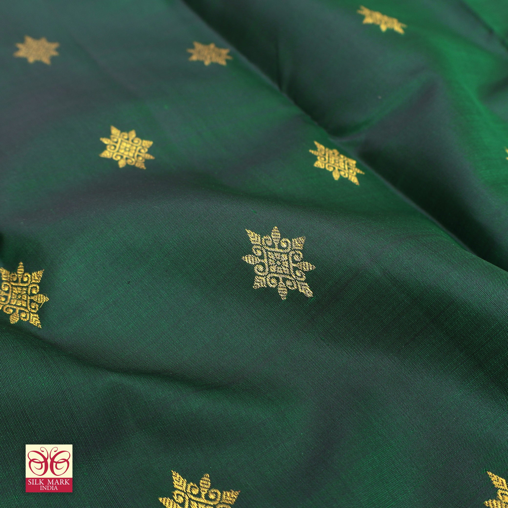 Bottle Green With Magenta Pink Kanchipuram Pure Soft Silk Saree
